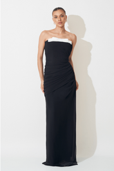 VESTIDO LONGO INES PRETO BRANCO